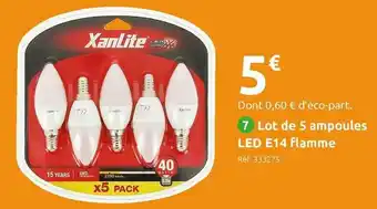 Mr Bricolage Xanlite lot de 5 ampoules led e14 flamme offre
