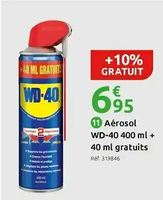 Mr Bricolage Aérosol wd-40 400 ml + 40 ml gratuits offre