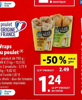 Lidl Wraps au poulet (2) offre