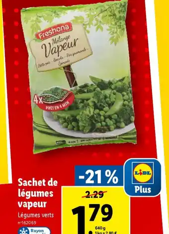 Lidl Sachet de légumes vapeur Légumes verts offre