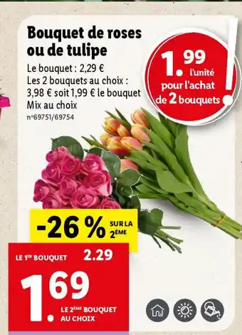 Lidl Bouquet de roses ou de tulipe offre