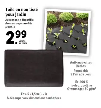 Lidl Toile en non tissé pour jardin offre