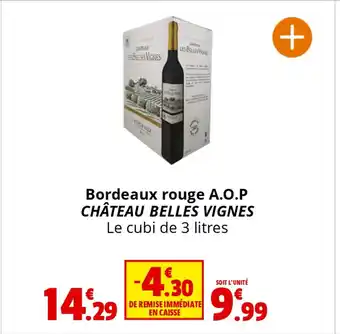 Bordeaux rouge A.O.P CHÂTEAU BELLES VIGNES Le cubi de 3 litres