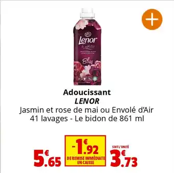 Adoucissant LENOR Jasmin et rose de mai ou Envolé d'Air 41 lavages Le bidon de 861 ml