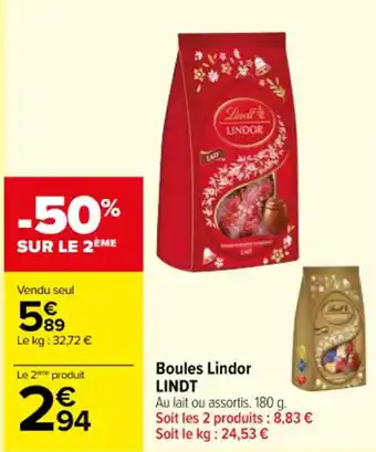 Carrefour Contact Boules Lindor LINDT offre