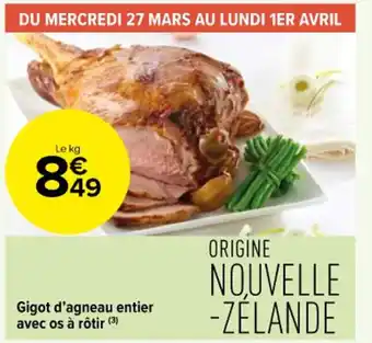 Carrefour Contact Gigot d'agneau entier avec os à rôtir (3) offre