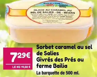 Givrés des Prés ou ferme Bailia Sorbet caramel au sel de Salies