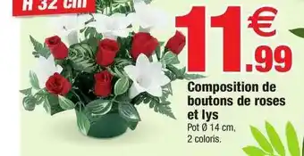 Composition De Boutons De Roses Et Lys