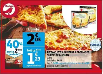 Auchan Pizza Cuites Sur Pierre 4 Fromages Surgelée Auchan offre