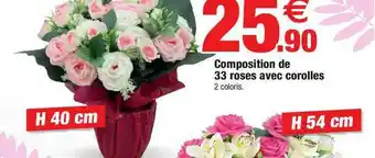 Bazarland Composition De 33 Roses Avec Corolles offre