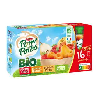 Carrefour POM'POTES Gourdes compotes Bio Format familial offre