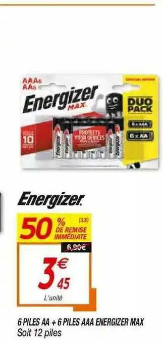 Netto 6 Piles AA + 6 Piles AAA Energizer Max offre