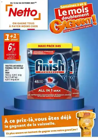 Netto Tablettes Lave-vaisselle Powerball Tout-en-1 Max X45 Finish offre