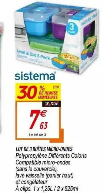 Netto Lot De 3 Boîtes Micro-ondes Sistema offre