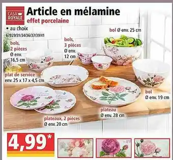 Norma Article En Mélamine Casa Royale offre