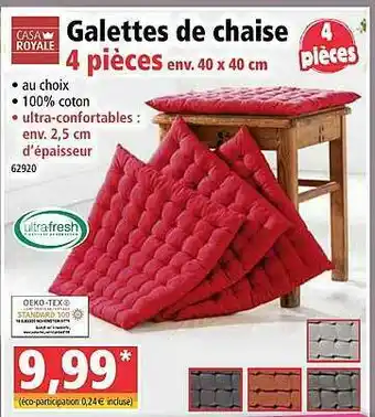 Norma Galettes De Chaise Casa Royale 4 Pièces offre