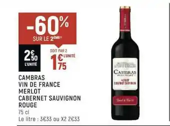 Casino Shop Cambras Vin De France Merlot Cabernet Sauvignon offre