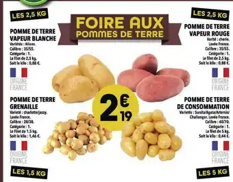 Supeco Pomme De Terre Vapeur Blanche, Pomme De Terre Grenaille, Pomme De Terre Vapeur Rouge, Pomme De Terre De Consommation offre