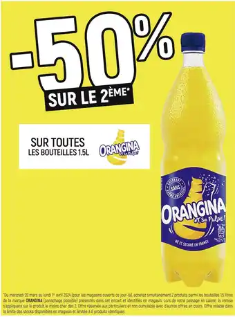 Petit Casino ORANGINA -50% SUR LE 2ÈME LES BOUTEILLES 1.5L offre