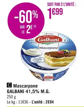 Casino Supermarchés GALBANI Mascarpone 41,5% M.G offre