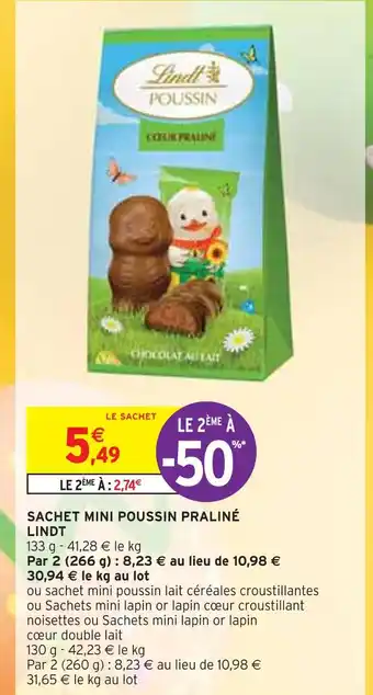 LINDT SACHET MINI POUSSIN PRALINÉ