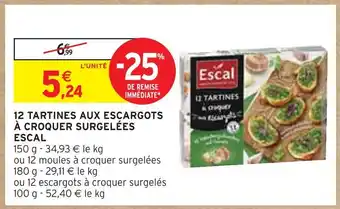 ESCAL 12 TARTINES AUX ESCARGOTS À CROQUER SURGELÉES