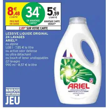 Intermarché ARIEL LESSIVE LIQUIDE ORIGINAL 24 LAVAGES offre