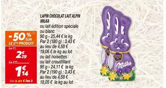 Netto MILKA LAPIN CHOCOLAT LAIT ALPIN offre