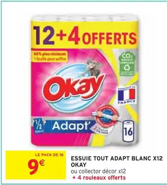 Intermarché OKAY ESSUIE TOUT ADAPT BLANC X12 offre