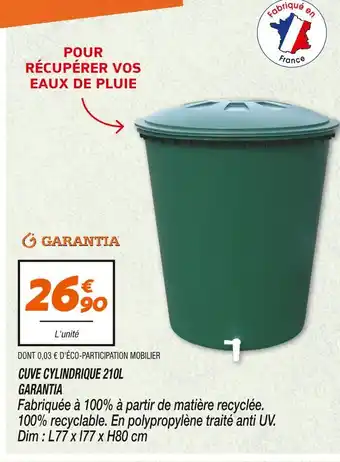 Netto GARANTIA CUVE CYLINDRIQUE 210L GARANTIA offre