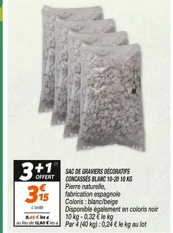 Netto SAC DE GRAVIERS DÉCORATIFS CONCASSÉS BLANC 10-20 10 KG offre