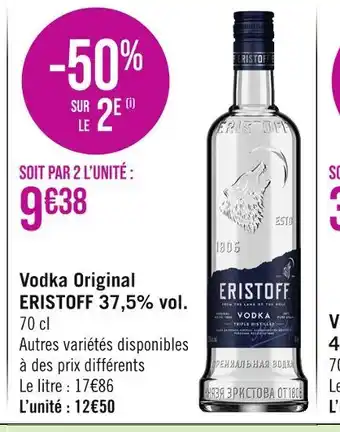 Géant Casino ERISTOFF Vodka Original 37,5% vol offre