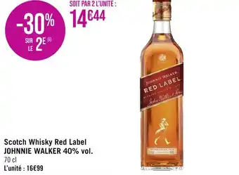 Géant Casino JOHNNIE WALKER Scotch Whisky Red Label 40% vol offre