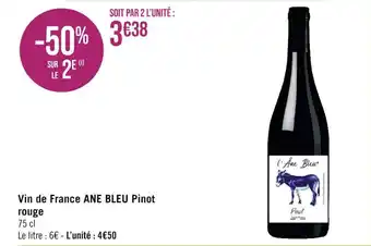 Géant Casino Vin de France ANE BLEU Pinot rouge offre