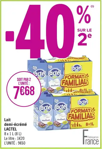 Géant Casino LACTEL Lait demi-écrémé offre