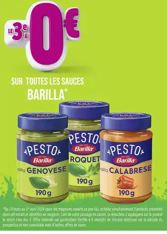 BARILLA LE 3e À 0€ SUR TOUTES LES SAUCES BARILLA