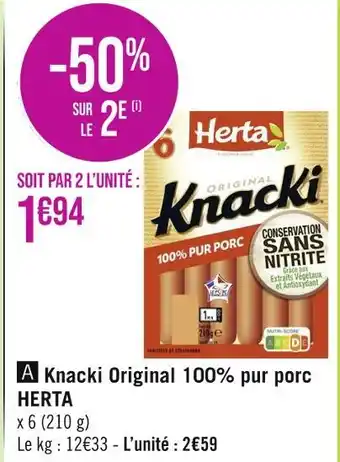 Géant Casino HERTA Knacki Original 100% pur porc offre