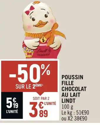 Spar LINDT POUSSIN FILLE CHOCOLAT AU LAIT offre