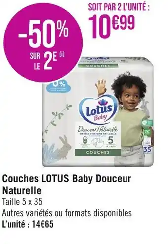 Géant Casino LOTUS Couches Baby Douceur Naturelle offre