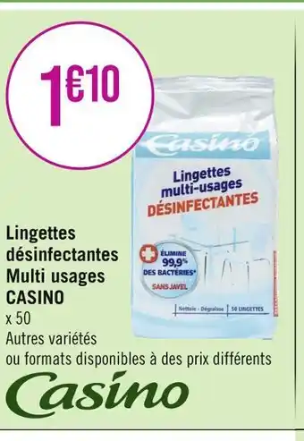 Géant Casino CASINO Lingettes désinfectantes Multi usages offre