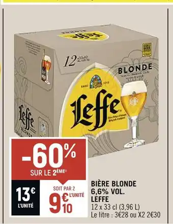 Spar LEFFE BIÈRE BLONDE 6,6% VOL offre