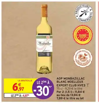 Intermarché AOP MONBAZILLAC BLANC MOELLEUX EXPERT CLUB HVE3 offre