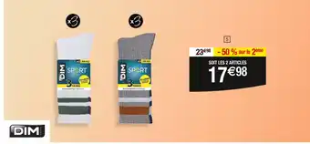 Cora x Carrefour DIM MI-CHAUSSETTES DE SPORT HOMME offre