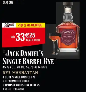 Cora x Carrefour JACK DANIEL'S SINGLE BARREL RYE offre