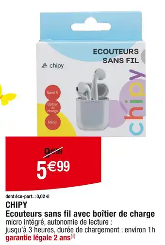 Cora x Carrefour CHIPY Ecouteurs sans fil avec boîtier de charge offre