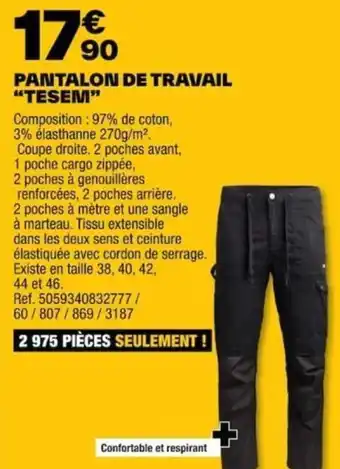 Brico Dépôt PANTALON DE TRAVAIL “TESEM" offre