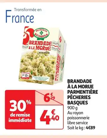 Auchan BRANDADE À LA MORUE PARMENTIÈRE PÊCHERIES BASQUES 900 g offre