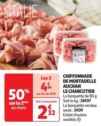 Auchan CHIFFONNADE DE MORTADELLE AUCHAN LE CHARCUTIER offre