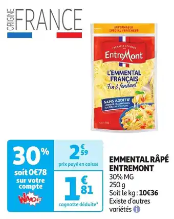 Auchan EMMENTAL RÂPÉ ENTREMONT offre