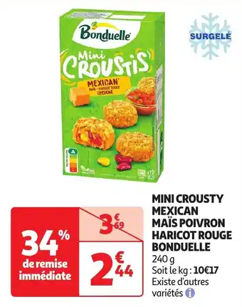 Auchan MINI CROUSTY MEXICAN MAÏS POIVRON HARICOT ROUGE BONDUELLE 240g offre